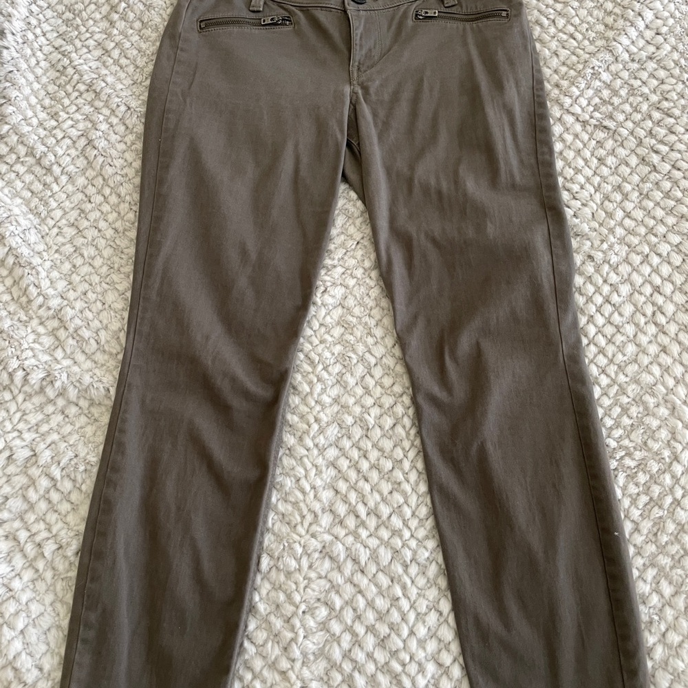 Express Women's Olive Brown ankle legging STELLA low rise capris